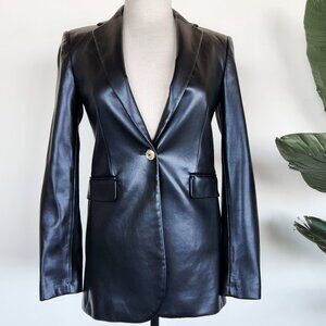 Zara Leather Long Blazer